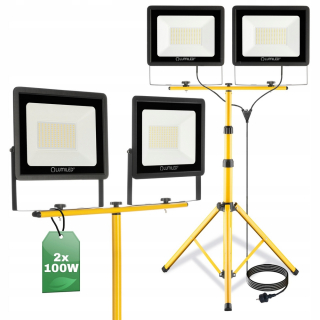 Záhradné halogény - Halogénové LED svetlo svetlomet 2x 100 W lampa + statív + napájací kábel