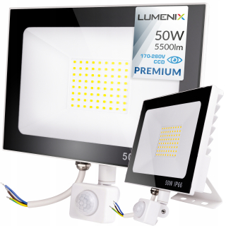 Záhradné halogény - LED svetlomet 5500 lm 50 W snímač pohybu tepla