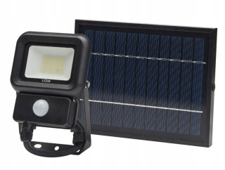 Záhradné halogény - 10W 6000K Solar LED povodeň, IP65 + 2M kábel