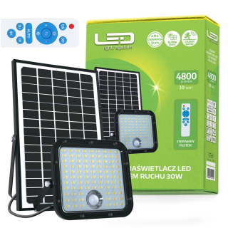 Záhradné halogény - LED svetlomet s pohybovým senzorom Solar LED 30W halogén s diaľkovým ovládaním