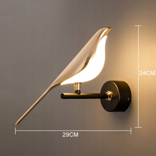 Záhradné osvetlenie chodníka - Nordic Led Golden Bird Wall lampa salón bar bar