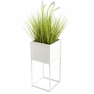 Záhradný kvetináč - Moderný stojan na kvety, biely, 50 cm, vyrobený z kovu, jednoduchý a štýlový