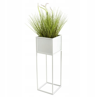 Záhradný kvetináč - Moderný stojan na kvety, biely, 70 cm, vyrobený z kovu, jednoduchý a štýlový
