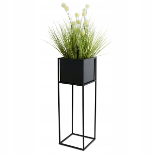 Stojan na kvetináč, kvety - Moderný stojan na kvety, čierny, 70 cm, vyrobený z kovu, jednoduchý a štýlový