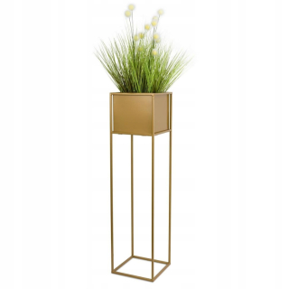 Obal na kvetináč - Moderný kvetinový posteľ 68 cm zlata, zlatý rám a čierny obal