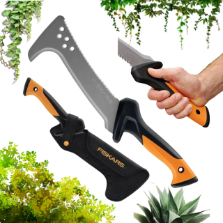 Záhradný sekáč, mačeta - Masívny Fiskars ostrý sekáčik s pílkou 23 cm