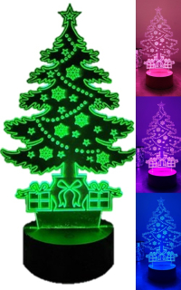 Vianočná dekorácia 3D vianočný stromček RGB farby