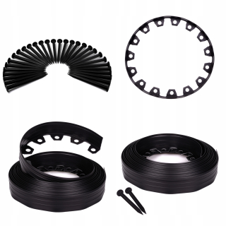 Obruba do záhrady - Záhradný okraj trávnika plastový 20 m čierny set 6 cm