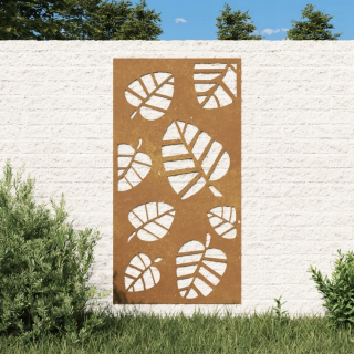 Záhradná súprava nábytku - Záhradná dekorácia na stenu, 105x55 cm, oceľ Corten, listy