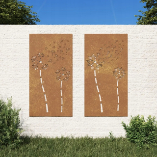 Záhradná súprava nábytku - Dekorácie záhradných steny, 2 ks, 105x55 cm, Kortenowska Stal