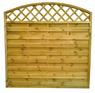 Plotový panel - Plot drevená plota pergola s lukom a mriežkou