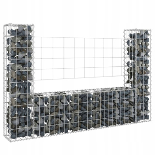 Gabion - Gabion plot s 2 stĺpmi, železo, 140x20x100 cm