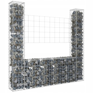 Gabion - Gabiónový plot s 2 stĺpikmi, železo, 140x20x150 cm