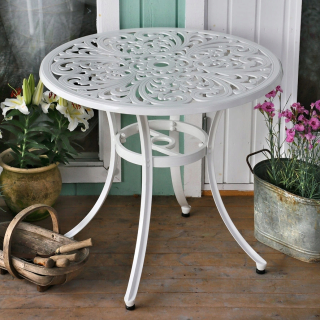 Záhradný stôl, stolík - Okrúhly balkónový stôl vyrobený z liatiny s priemerom 85 cm -