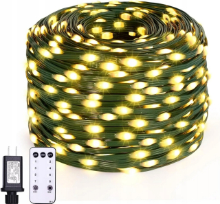 Svetelný stĺp do záhrady - Vonkajšie vianočné osvetlenie, 66FT 200 LED PVC medené drôtené svietidlá Vonkajšie