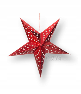 Dekorácia závesná HVIEZDA ČERVENÁ 3D 60cm
