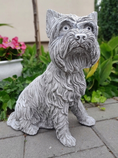 Betón dekorácie psie teriér Schnauzer biely darček
