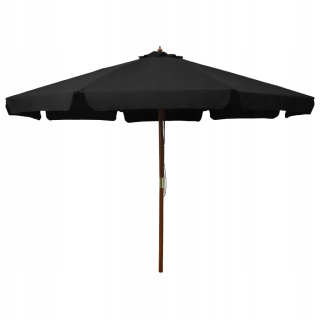 Záhradný slnečník - Záhradný dáždnik na drevenom stĺpiku 330 cm čierny