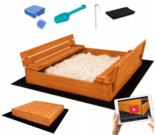 Pieskovisko - Drevené impregnované pieskovisko zatvorené výrobca sandropic 120 cm