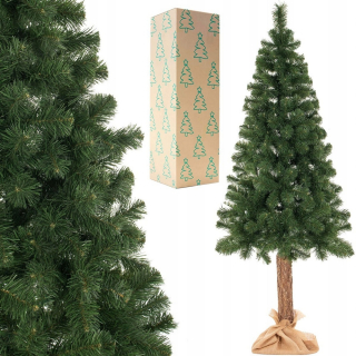 Krásny umelý vianočný stromček na borovicovom kufri 220 cm hrubý
