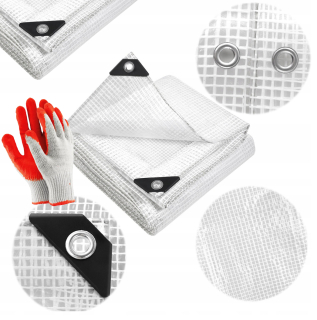 Krycia plachta - TARPAULIN 4X5 5X4 100G Transparentné zosilnené biele mrazy -rezistentné UV+