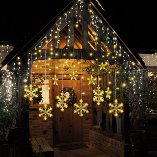 Snehové vločky lampa 3m girland na okne