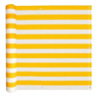 Záhradný slnečník - Obrazovka balkóna, HDPE, 90x600 cm, žltá biela