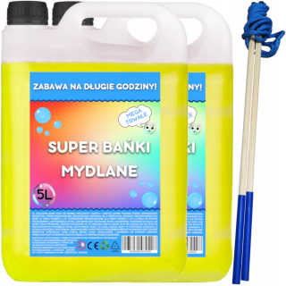 Športová hračka - Kvapalina mydlovej kvapaliny 2x5 l VEĽKÉ 10L + tyčinky