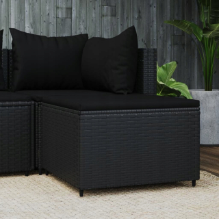 Záhradná lavica - Garden Footrest s vankúšom, čierny, polystan