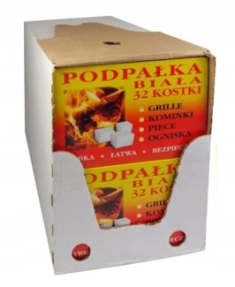 Brikety, uhlie na grilovanie - Biely podpaľ, 32 kociek, podpaľovač, kartón, 24x32 = 768
