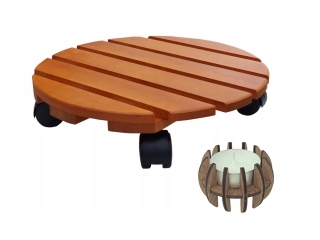 Podložka pod kvetináč - Drevený stojan pod hrncami na kolieskach 33 cm