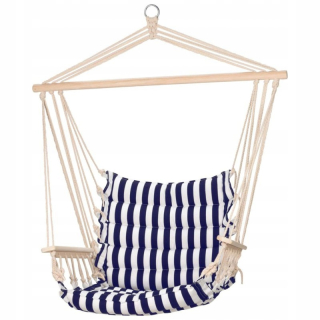 Záhradná závesná stolička - Kreslo ProGarden Hammock s modrými pruhmi