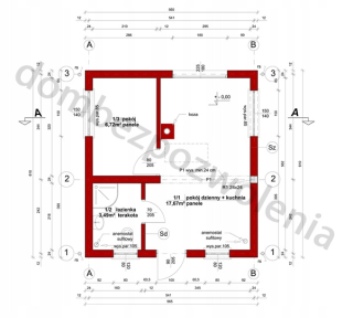 Domček na náradie - Plán domu 35 m2 Brick Rod 5m