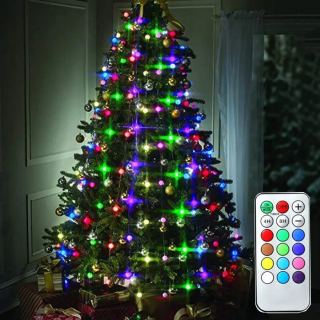 Svetelný stĺp do záhrady - RGB DIY vianočný stromček víla svetlo vodotesný medený drôt LED šnúr