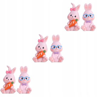 Králikový ornament Small Rabbit Model Model Doll 6 PCS