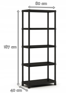 Plastová polica 187 x 80 x 40 cm - 50 kg na poličku