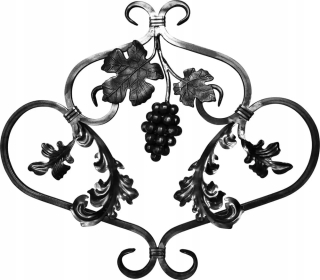 Kovaný polotovar na bránu - Oceľová ružica Kuta 022 (530x600 mm, 12x12 mm)