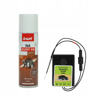SAMOCHODOWY ODSTRASZACZ KUN KUNY SZCZURÓW + SPRAY