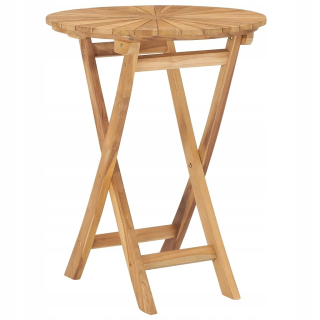 Záhradný stôl, stolík - Skladací záhradný stôl Ø 60 cm masívne drevo dreva