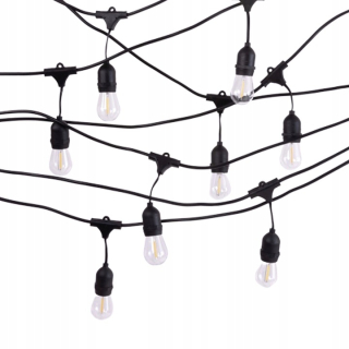 Záhradné girlandy - SOLAR GARDEN GARLAND LED ČIERNA 10m +10 x G45 E27 0,3W 2700K ECO LIGHT