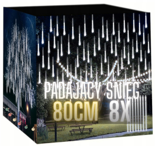 Záhradné girlandy - ROLEPADY PADAJÚCI SNEH 80CM LED METEORITOVÉ SVIETIDLÁ STUDENÉ BIELE VANEC