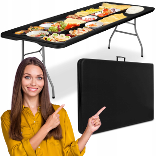 Balkonový, terasový stôl - Záhradný stravovací stôl banket skladací kufr 240 cm