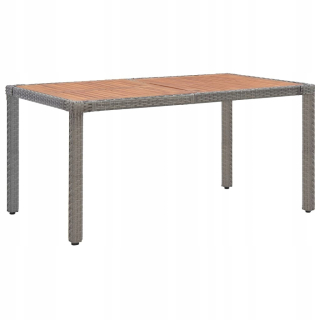 Záhradný stôl, stolík - Záhradná tabuľka 150x90x75cm Rattan PE a masívne drevo