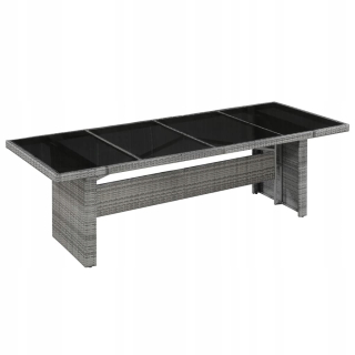 Záhradný stôl, stolík - Záhradná tabuľka 240x90x74cm Rattan PE a sklo