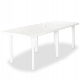 Záhradný stôl, stolík - Biely záhradný stôl, plast 210x96x72cm