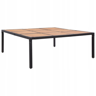 Záhradný stôl, stolík - Black Garden Table, 200x200x74cm Rattan PE a Dre