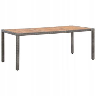 Záhradný stôl, stolík - Garden Table Grey, 190x90x75cm Rattan PE a Wood