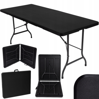 Záhradný stôl, stoličky - SKLÁDACÍ STÔL 180 cm x 74 cm VEĽKÝ catering ČIERNA záhradná doska