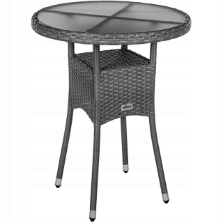 Záhradný stôl, stolík - Okrúhly konferenčný stolík 60 cm technorattan balkón