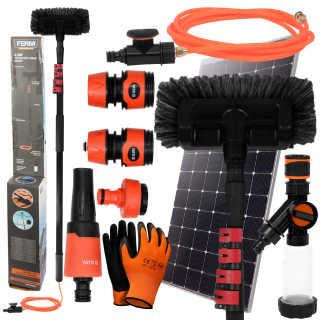 Spojka, adapter na závlahový systém - TELESKOPICKÁ KEFA NA FOTOVOLTAICKÉ PANELY 4,6 m + konektory YATO + rukavice